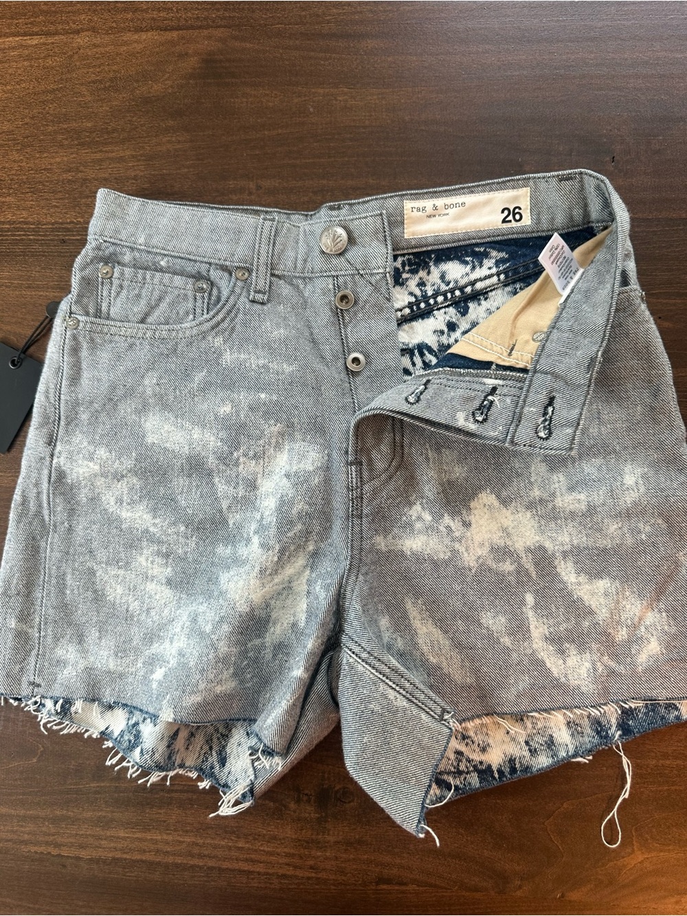 rag & bone Acid-Wash High-Rise Denim Shorts - Picture 2 of 4